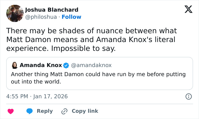 Amanda Knox Slams Matt Damon Over Cancel Culture Comments As She Reignites Feud Amanda Knox Slams Matt Damon Over Cancel Culture Comments As She Reignites Feud