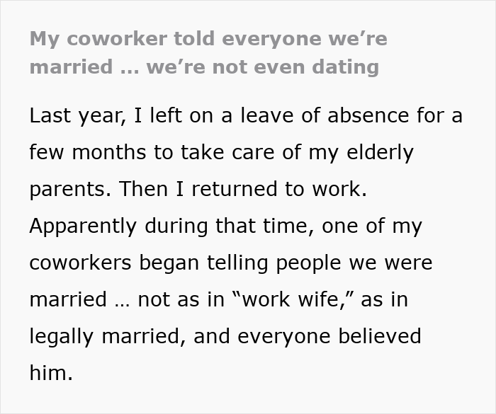 Married Lady Returns From Leave To A Second “Hubby,” Shocked As Coworker Told People They’re Hitched