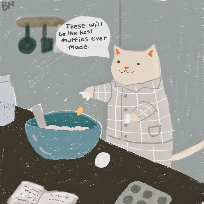 This Artist Created 65 Wholesome Cat Illustrations Full Of Subtle Humor And Cozy Vibes