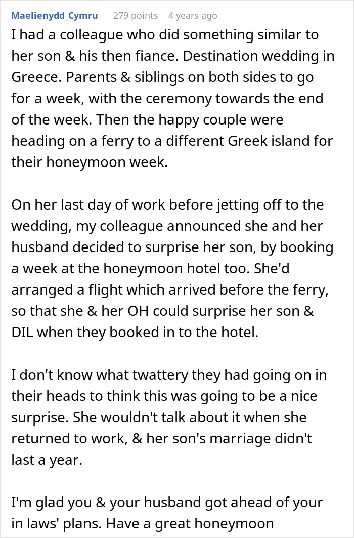 In-Laws Decide To Crash Couple’s Honeymoon: “It’s Going To Be So Fun. Finally A Family Vacation!” In-Laws Decide To Crash Couple’s Honeymoon: “It’s Going To Be So Fun. Finally A Family Vacation!”