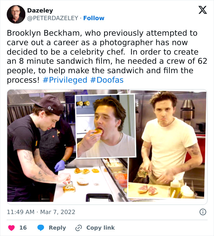 “Self-Proclaimed Chef” Brooklyn Beckham’s “Laughable” Breakfast Video Brutally Roasted Amid Family Feud “Self-Proclaimed Chef” Brooklyn Beckham’s “Laughable” Breakfast Video Brutally Roasted Amid Family Feud