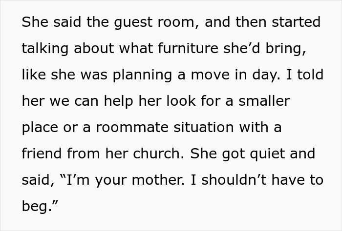 Adult Son Says No To Religious Mom Moving In, She Hits Him With Guilt Trips And Biblical Sermons