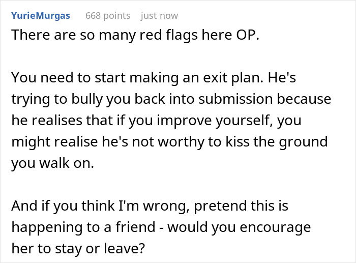 Toxic Guy Thinks Wife’s Autonomy Is “Disrespectful”, Acts Crazy When She Does Things For Herself