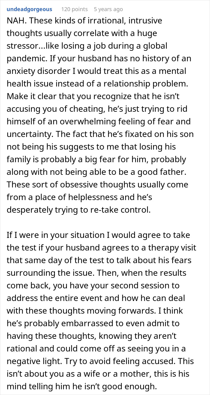Guy Demands Paternity Test For 3YO Son, Doesn’t Take It Well When Wife Suggest Therapy Instead