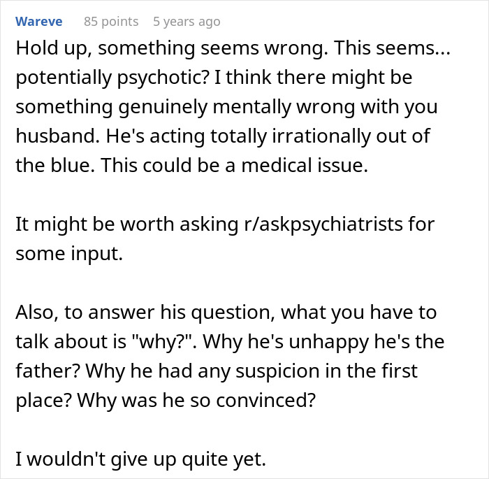 Guy Demands Paternity Test For 3YO Son, Doesn’t Take It Well When Wife Suggest Therapy Instead