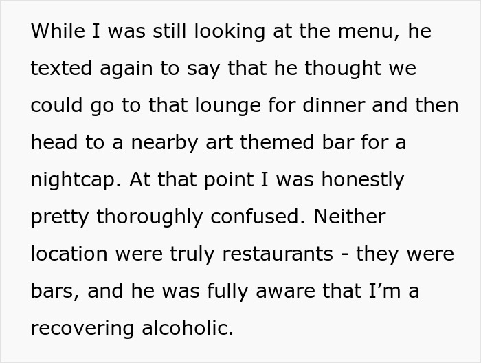 Recovering Alcoholic Nopes Out Of Second Date, Surprised The Guy Planned It Entirely Around Bars