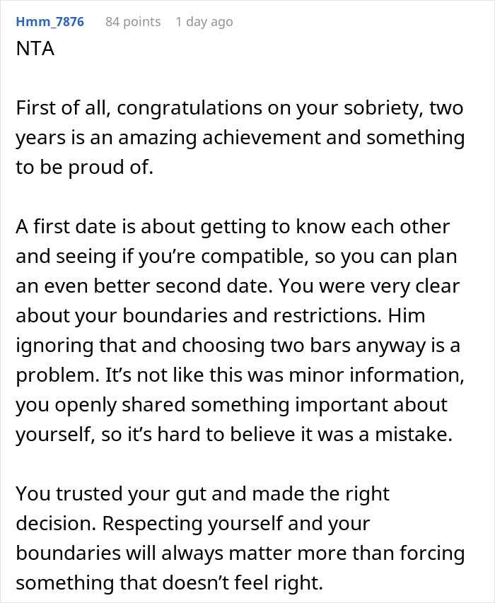 Recovering Alcoholic Nopes Out Of Second Date, Surprised The Guy Planned It Entirely Around Bars