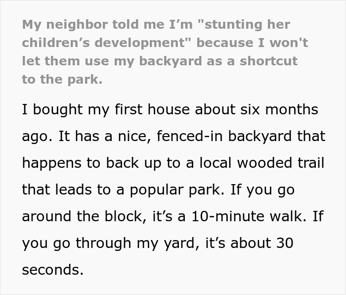 Neighbor Labeled A “Child-Hating Hermit” As She Won’t Allow Karen’s Kids To Pass Through Her Yard Neighbor Labeled A “Child-Hating Hermit” As She Won’t Allow Karen’s Kids To Pass Through Her Yard
