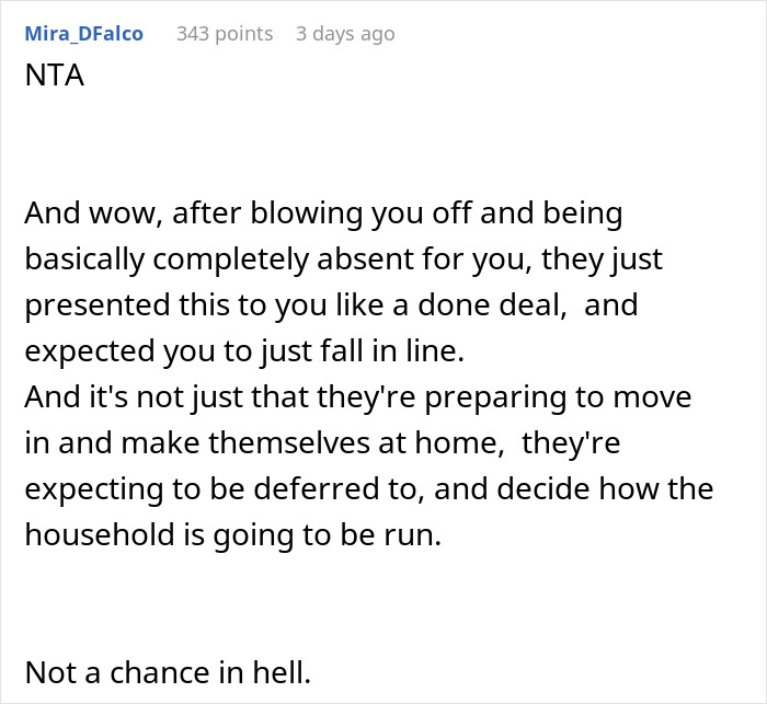 In‑Laws Refused To Help With Childcare, Now Want To Move In: “Hell Would Freeze Before You Live Here” In‑Laws Refused To Help With Childcare, Now Want To Move In: “Hell Would Freeze Before You Live Here”