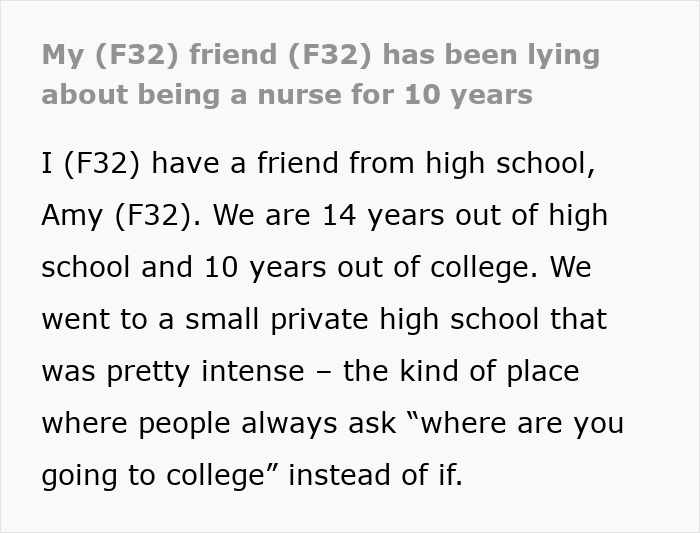 Woman Decides To Lie About Her Career For 10 Years, Makes Up Wild Stories To Go With It Woman Decides To Lie About Her Career For 10 Years, Makes Up Wild Stories To Go With It
