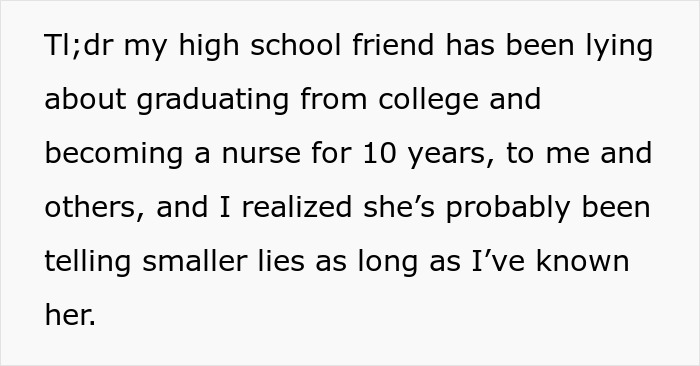 Woman Decides To Lie About Her Career For 10 Years, Makes Up Wild Stories To Go With It Woman Decides To Lie About Her Career For 10 Years, Makes Up Wild Stories To Go With It