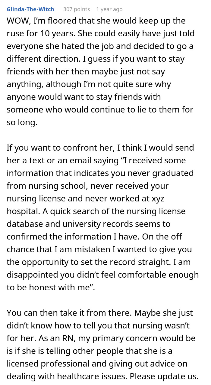 Woman Decides To Lie About Her Career For 10 Years, Makes Up Wild Stories To Go With It Woman Decides To Lie About Her Career For 10 Years, Makes Up Wild Stories To Go With It