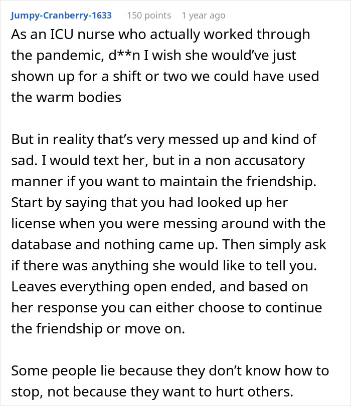 Woman Decides To Lie About Her Career For 10 Years, Makes Up Wild Stories To Go With It Woman Decides To Lie About Her Career For 10 Years, Makes Up Wild Stories To Go With It