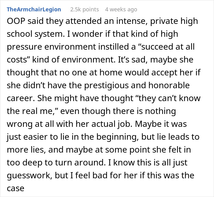 Woman Decides To Lie About Her Career For 10 Years, Makes Up Wild Stories To Go With It Woman Decides To Lie About Her Career For 10 Years, Makes Up Wild Stories To Go With It