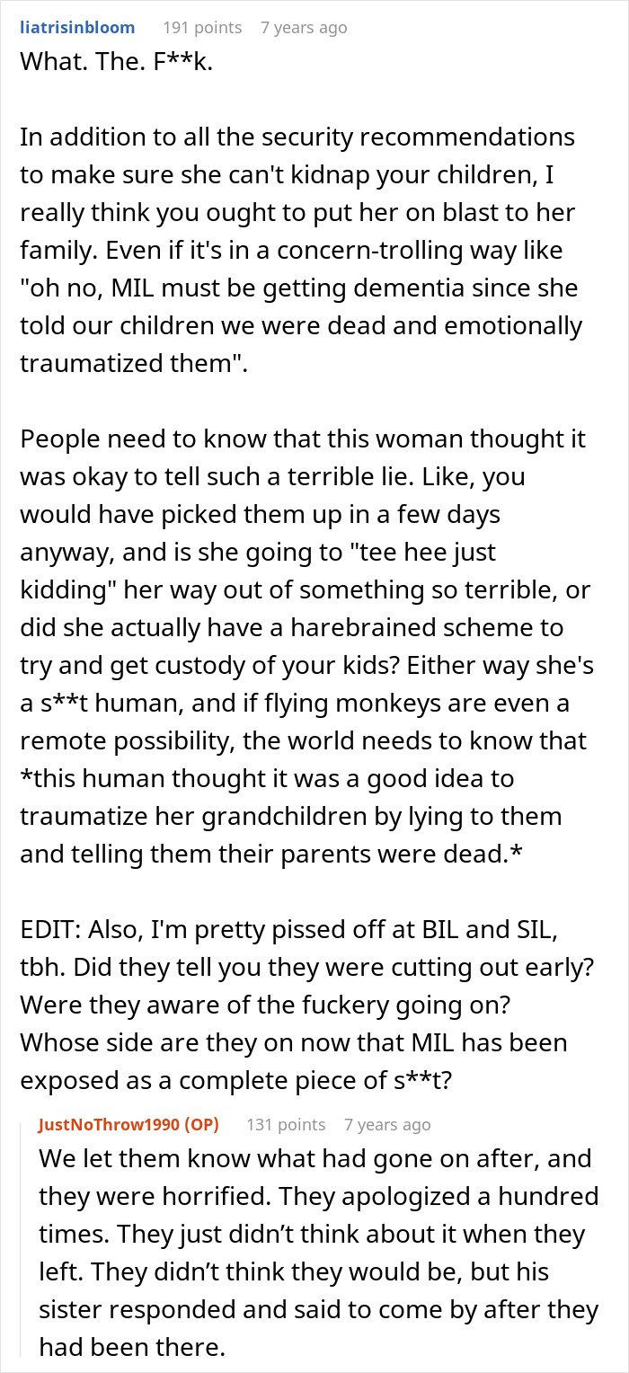 Woman Can’t Believe MIL Convinced Her Kids That She Passed Away While She Was At A Funeral Woman Can’t Believe MIL Convinced Her Kids That She Passed Away While She Was At A Funeral