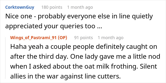 Guy Tries To Skip Coffee Line Every Morning, Another Patron Beats Him At His Own Game Guy Tries To Skip Coffee Line Every Morning, Another Patron Beats Him At His Own Game