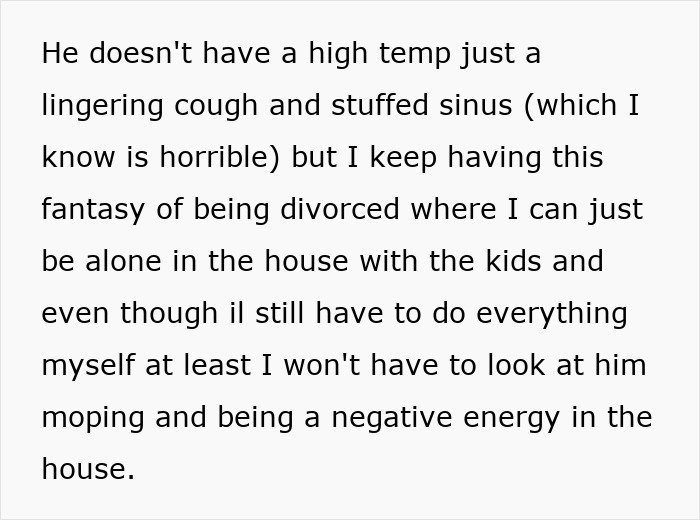Fed Up Wife Dreams About Divorcing Husband, Can’t Stand How Insufferable He Becomes When He’s Sick Fed Up Wife Dreams About Divorcing Husband, Can’t Stand How Insufferable He Becomes When He’s Sick