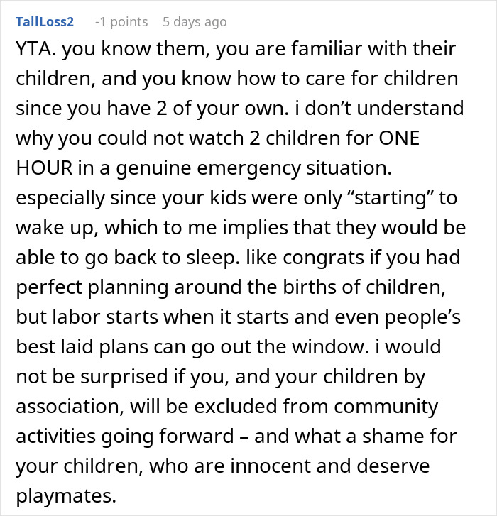 “They Call Me Evil And Rude”: Woman In Labor Is Mad At Neighbor Who Won’t Take Her Kids At 3am