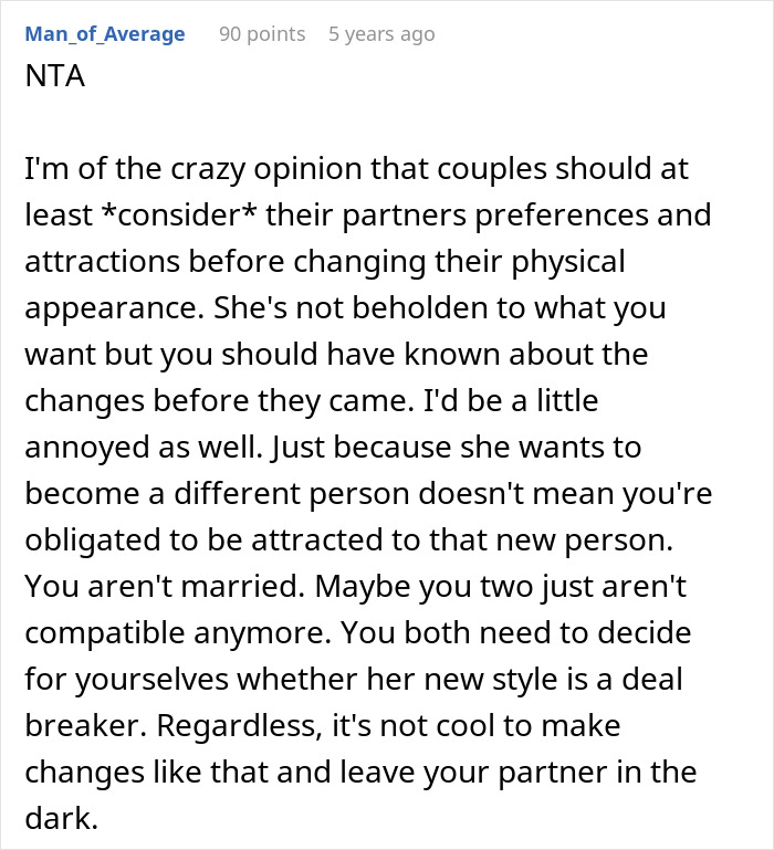 Woman Decides To Completely Change Her Style, Ignores Partners Comments About Not Liking It Woman Decides To Completely Change Her Style, Ignores Partners Comments About Not Liking It