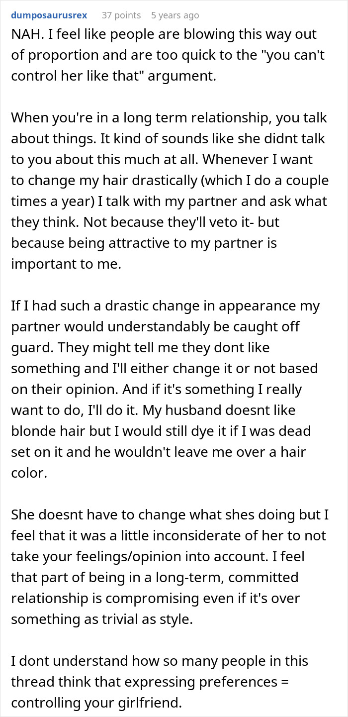 Woman Decides To Completely Change Her Style, Ignores Partners Comments About Not Liking It Woman Decides To Completely Change Her Style, Ignores Partners Comments About Not Liking It