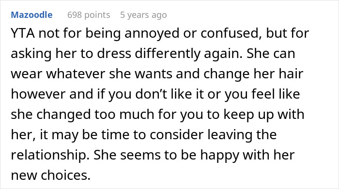 Woman Decides To Completely Change Her Style, Ignores Partners Comments About Not Liking It Woman Decides To Completely Change Her Style, Ignores Partners Comments About Not Liking It