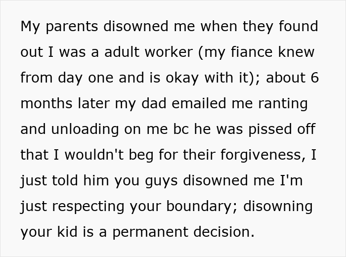 Parents Disown Adult Worker Daughter And Insult Her Fiancé, Come Begging For Forgiveness Years Later Parents Disown Adult Worker Daughter And Insult Her Fiancé, Come Begging For Forgiveness Years Later