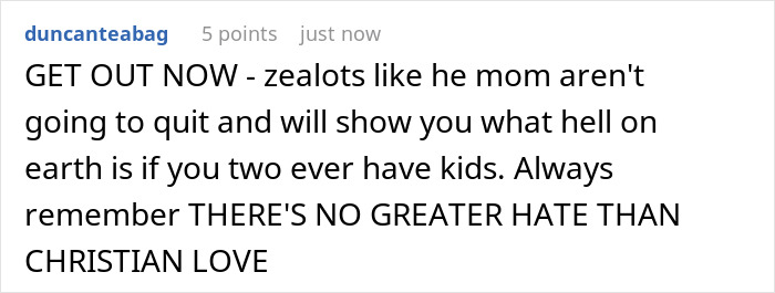 Extremely Religious Lady Makes It Her Mission To Convert Daughter’s Unreligious BF, Gets Banned Fast