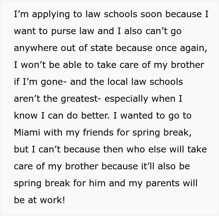 Woman Feels Trapped Taking Care Of Autistic Bro, Crushed As She Has To Put Love And School On Hold Woman Feels Trapped Taking Care Of Autistic Bro, Crushed As She Has To Put Love And School On Hold