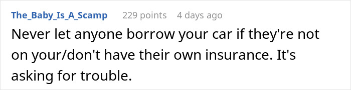Woman Sets One Rule When Lending Car, Friend Ignores It, Then Downplays Damage And Deflects Blame Woman Sets One Rule When Lending Car, Friend Ignores It, Then Downplays Damage And Deflects Blame