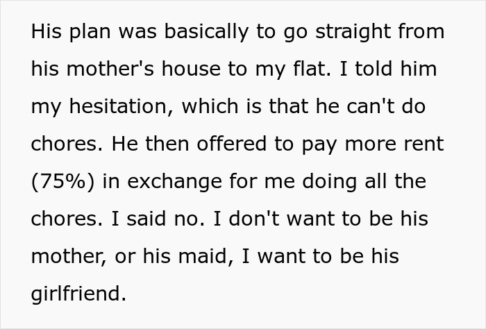 Man Wants To Move Straight From Mom’s House Into GF’s Without Learning A Single Chore, Gets A Reality Check Man Wants To Move Straight From Mom’s House Into GF’s Without Learning A Single Chore, Gets A Reality Check