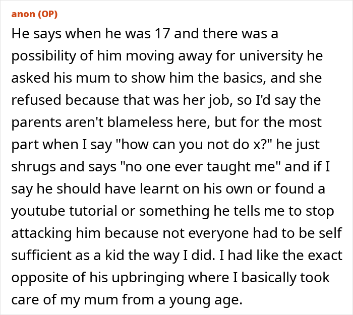 Man Wants To Move Straight From Mom’s House Into GF’s Without Learning A Single Chore, Gets A Reality Check Man Wants To Move Straight From Mom’s House Into GF’s Without Learning A Single Chore, Gets A Reality Check