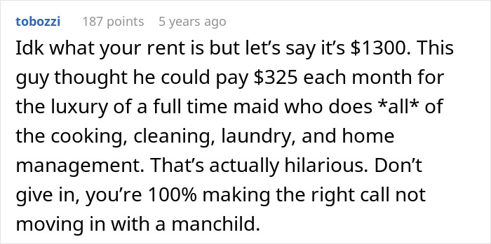 Man Wants To Move Straight From Mom’s House Into GF’s Without Learning A Single Chore, Gets A Reality Check Man Wants To Move Straight From Mom’s House Into GF’s Without Learning A Single Chore, Gets A Reality Check