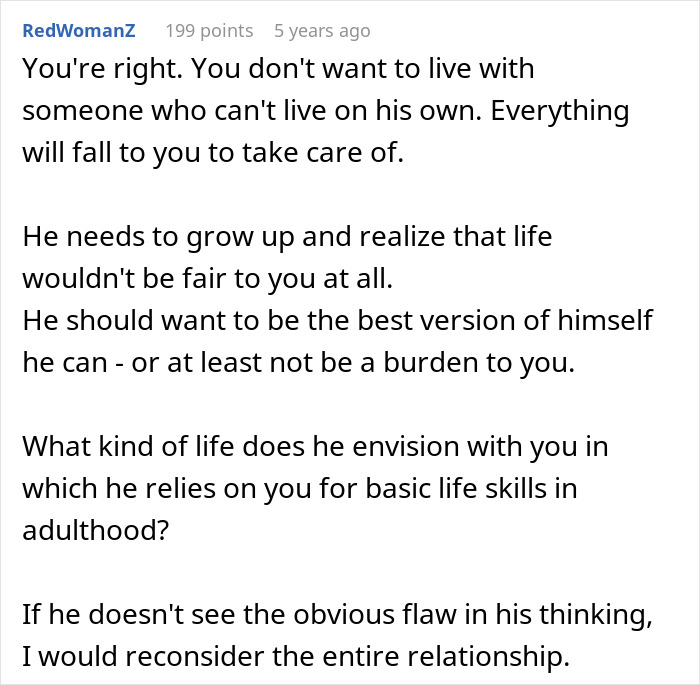 Man Wants To Move Straight From Mom’s House Into GF’s Without Learning A Single Chore, Gets A Reality Check Man Wants To Move Straight From Mom’s House Into GF’s Without Learning A Single Chore, Gets A Reality Check