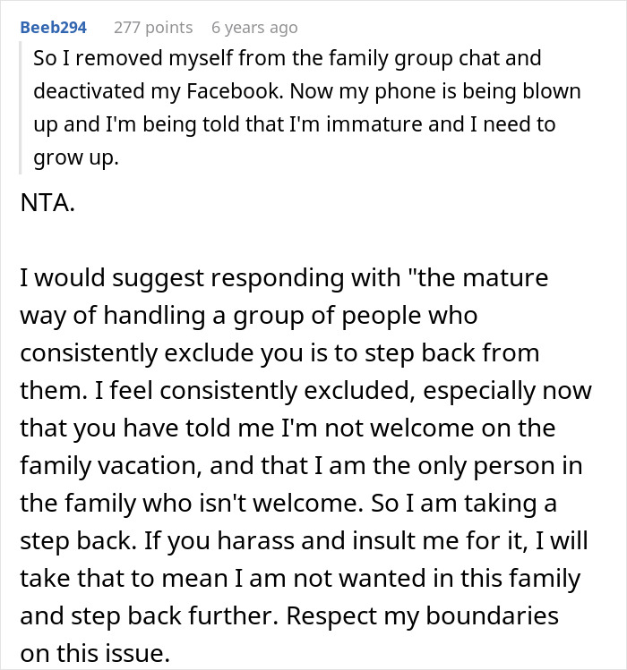 Guy Furious After Family Refuses To Include Him In Girl Days: “I’m Immature And I Need To Grow Up”