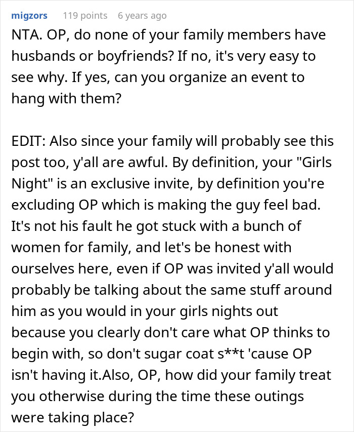 Guy Furious After Family Refuses To Include Him In Girl Days: “I’m Immature And I Need To Grow Up”