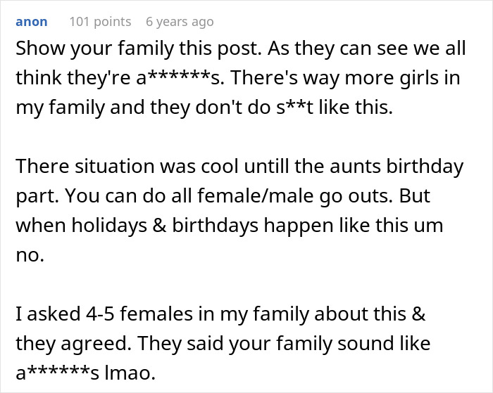 Guy Furious After Family Refuses To Include Him In Girl Days: “I’m Immature And I Need To Grow Up”