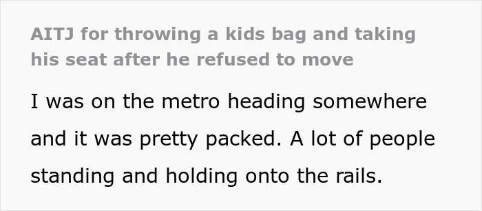 Loud Teen Treats Crowded Metro Like His Living Room, Fed-Up Rider Tosses His Bag And Takes His Seat Loud Teen Treats Crowded Metro Like His Living Room, Fed-Up Rider Tosses His Bag And Takes His Seat