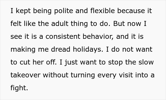 Manipulative MIL Uses Fake Kindness To Steamroll DIL, Ruins Every Single Holiday Tradition She Has Manipulative MIL Uses Fake Kindness To Steamroll DIL, Ruins Every Single Holiday Tradition She Has