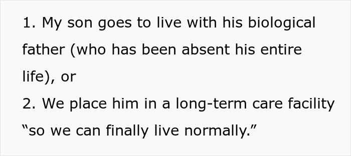 Guy Says Wife’s Disabled Son Is “Hampering Their Normal Life,” Wants Him Out Of The House, She Balks Guy Says Wife’s Disabled Son Is “Hampering Their Normal Life,” Wants Him Out Of The House, She Balks
