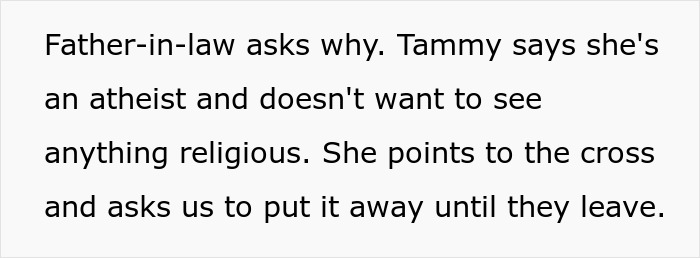 Woman Demands In-Laws Take Down Religious Stuff As It Affects Her Atheism, Mad That They Refuse