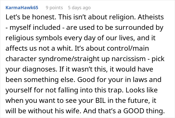 Woman Demands In-Laws Take Down Religious Stuff As It Affects Her Atheism, Mad That They Refuse