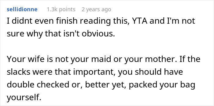 Man Tries To Blame Wife For Having No Slacks For His Business Trip, Internet Is Not Having It