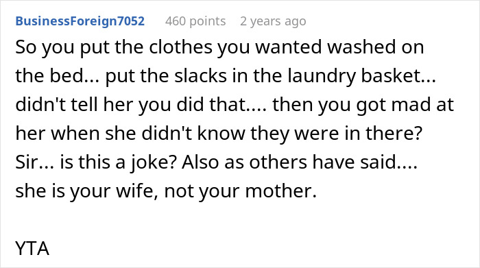 Man Tries To Blame Wife For Having No Slacks For His Business Trip, Internet Is Not Having It