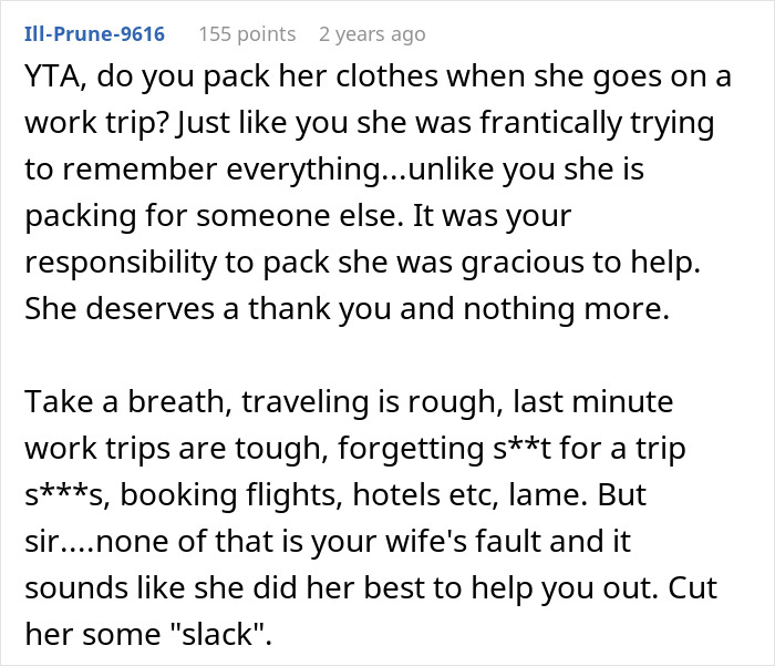 Man Tries To Blame Wife For Having No Slacks For His Business Trip, Internet Is Not Having It