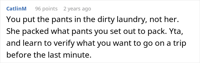 Man Tries To Blame Wife For Having No Slacks For His Business Trip, Internet Is Not Having It