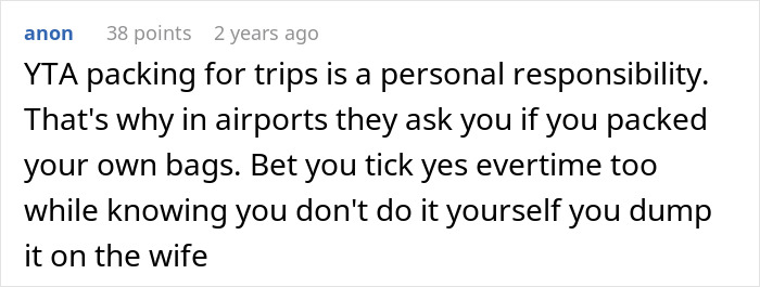Man Tries To Blame Wife For Having No Slacks For His Business Trip, Internet Is Not Having It