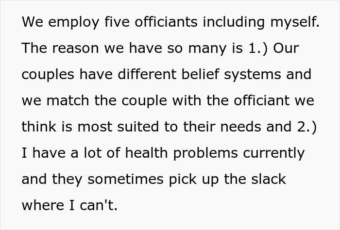 Bride Discovers MIL Tried To Get Officiant To Leave, Not Realizing Bride Is Officiant’s Employer Bride Discovers MIL Tried To Get Officiant To Leave, Not Realizing Bride Is Officiant’s Employer
