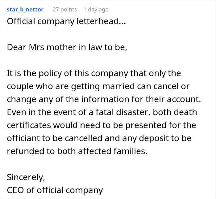 Bride Discovers MIL Tried To Get Officiant To Leave, Not Realizing Bride Is Officiant’s Employer Bride Discovers MIL Tried To Get Officiant To Leave, Not Realizing Bride Is Officiant’s Employer