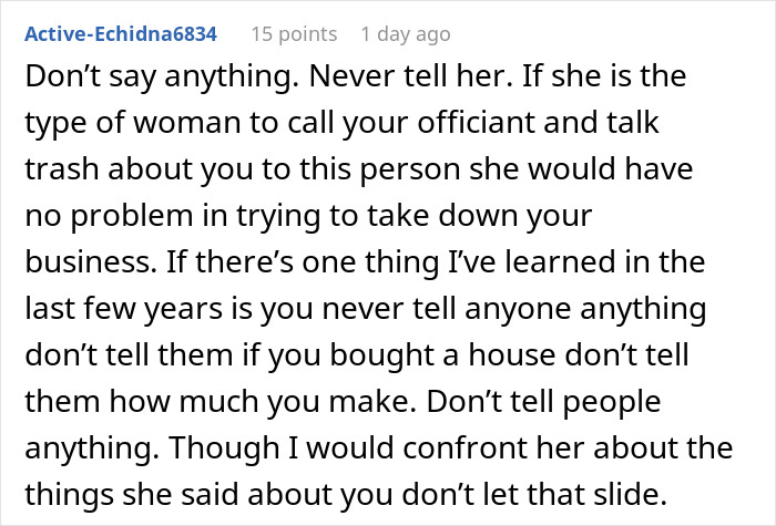 Bride Discovers MIL Tried To Get Officiant To Leave, Not Realizing Bride Is Officiant’s Employer Bride Discovers MIL Tried To Get Officiant To Leave, Not Realizing Bride Is Officiant’s Employer
