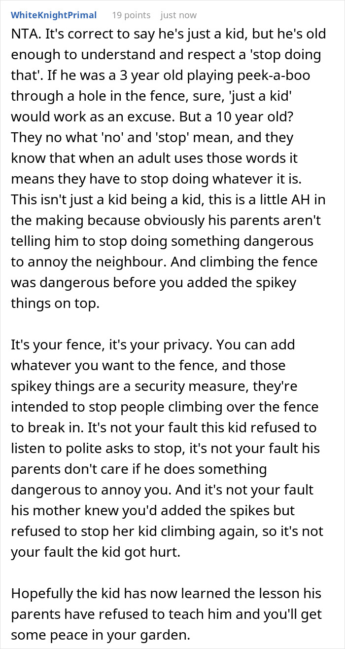Lady Ignores Complaints About Her Son Climbing Fence, Person Takes Drastic Step To Protect Privacy Lady Ignores Complaints About Her Son Climbing Fence, Person Takes Drastic Step To Protect Privacy